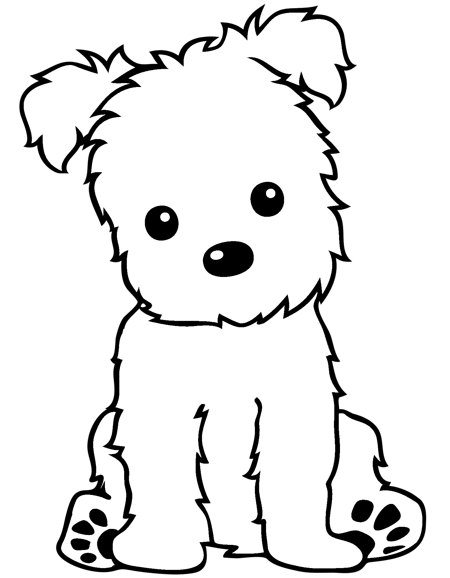 Disegno da colorare di cane Fox Terrier stile kawaii per bambini