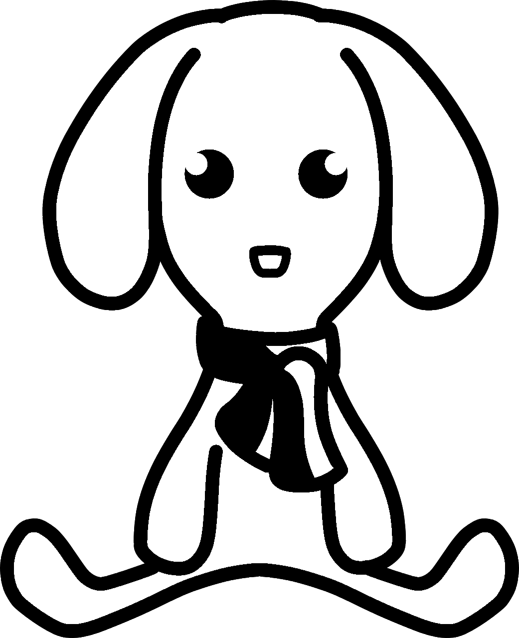 Página para colorear de perro kawaii para niños con bufanda