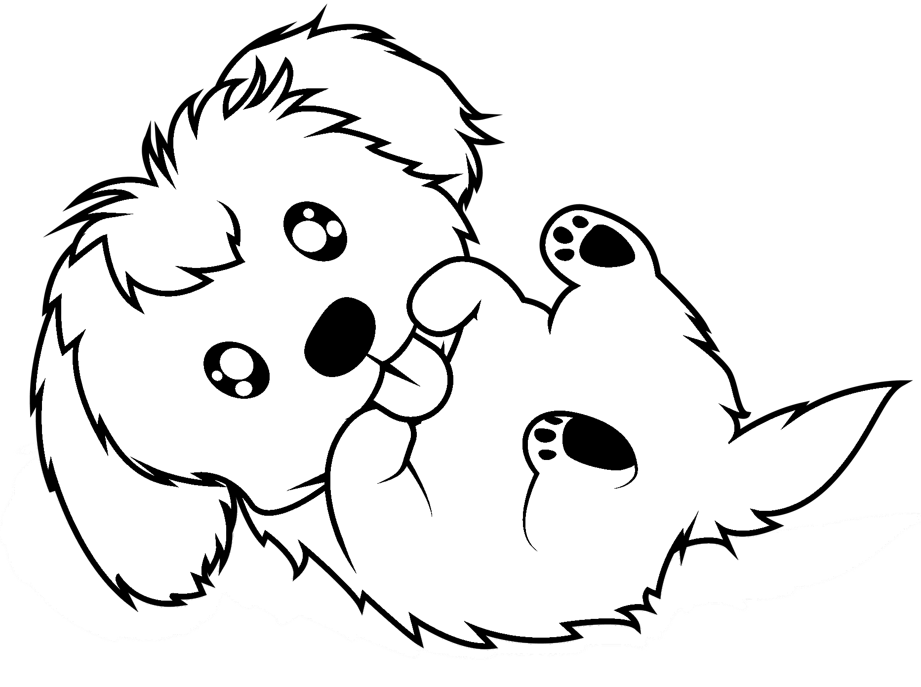 Dibujo para colorear de perro kawaii que quiere abrazar