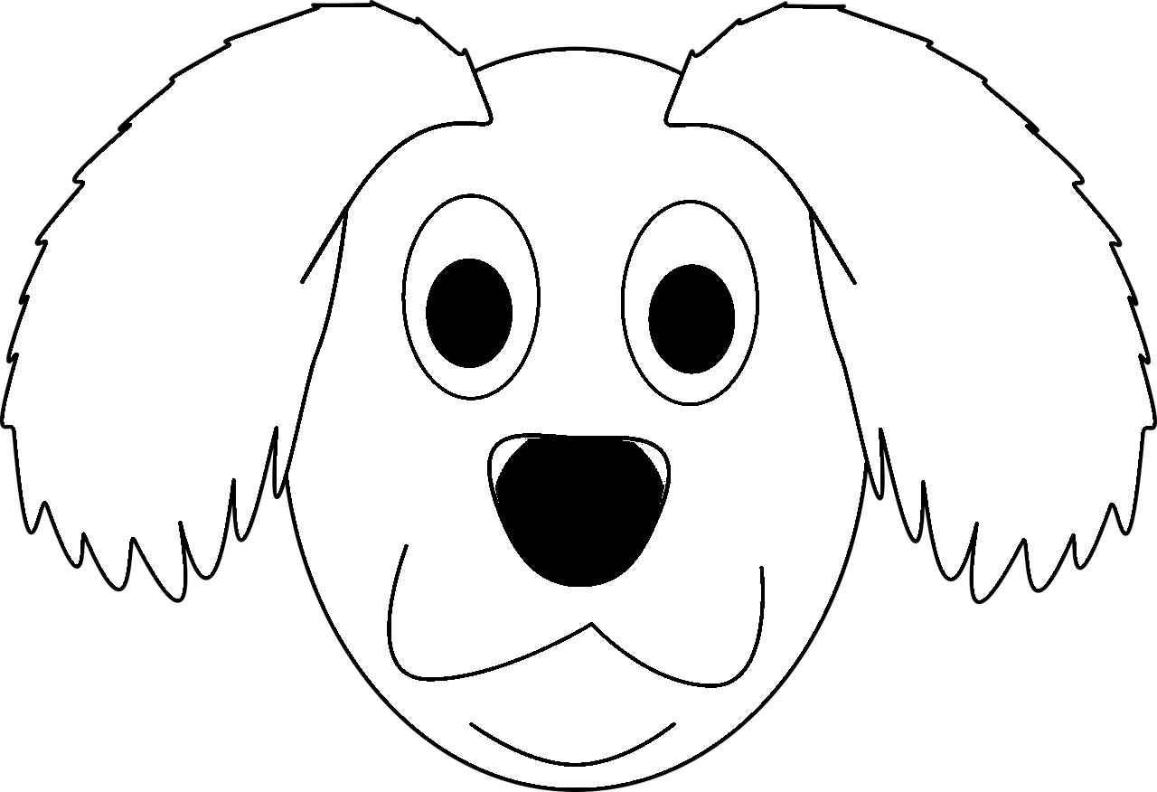 Disegno da colorare di testa di cane semplice per bambini