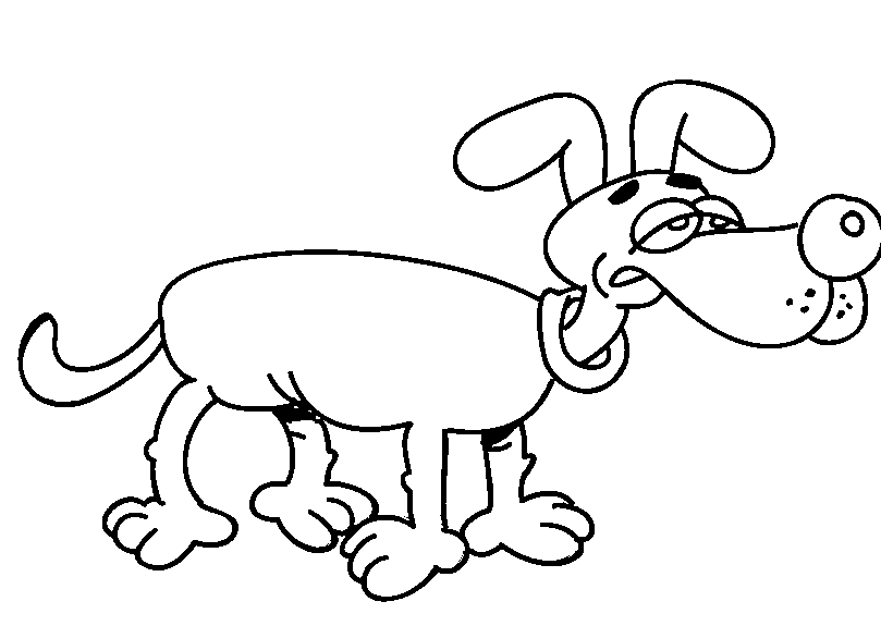 Disegno da colorare di cane umoristico stanco e triste