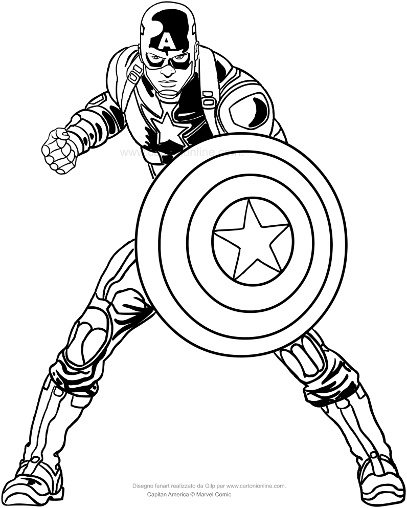 Coloriage 01 de Captain America  imprimer et colorier