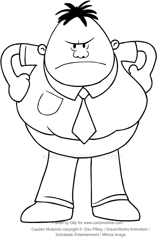 Drawing of Mr. Snout (Captain Underpants) to print and color