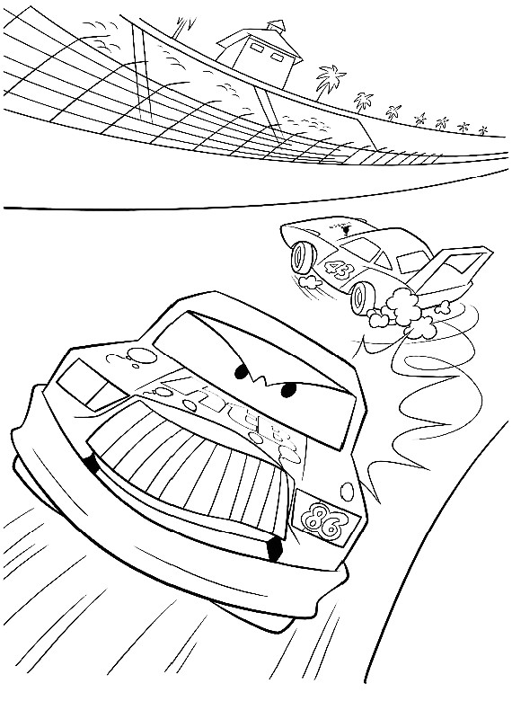 トラックのぬりえページをひよこひよこが走っている車印刷して着色