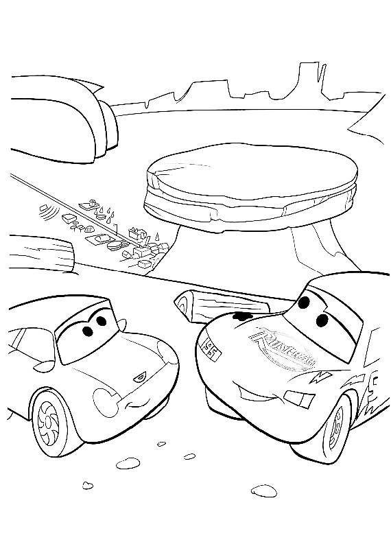 Disegno di Cars con Sally Carrera e Saetta McQueen da stampare e colorare 