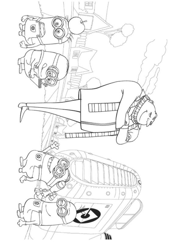 Drawing 3 from Despicable Me coloring page to print and coloring