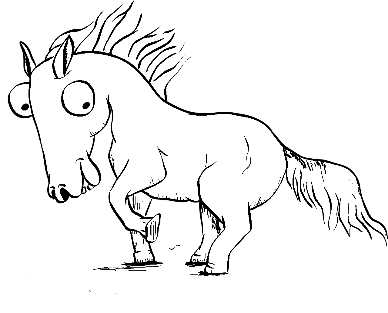 Trang tô màu con ngựa theo phong cách hoạt hình với đôi mắt to