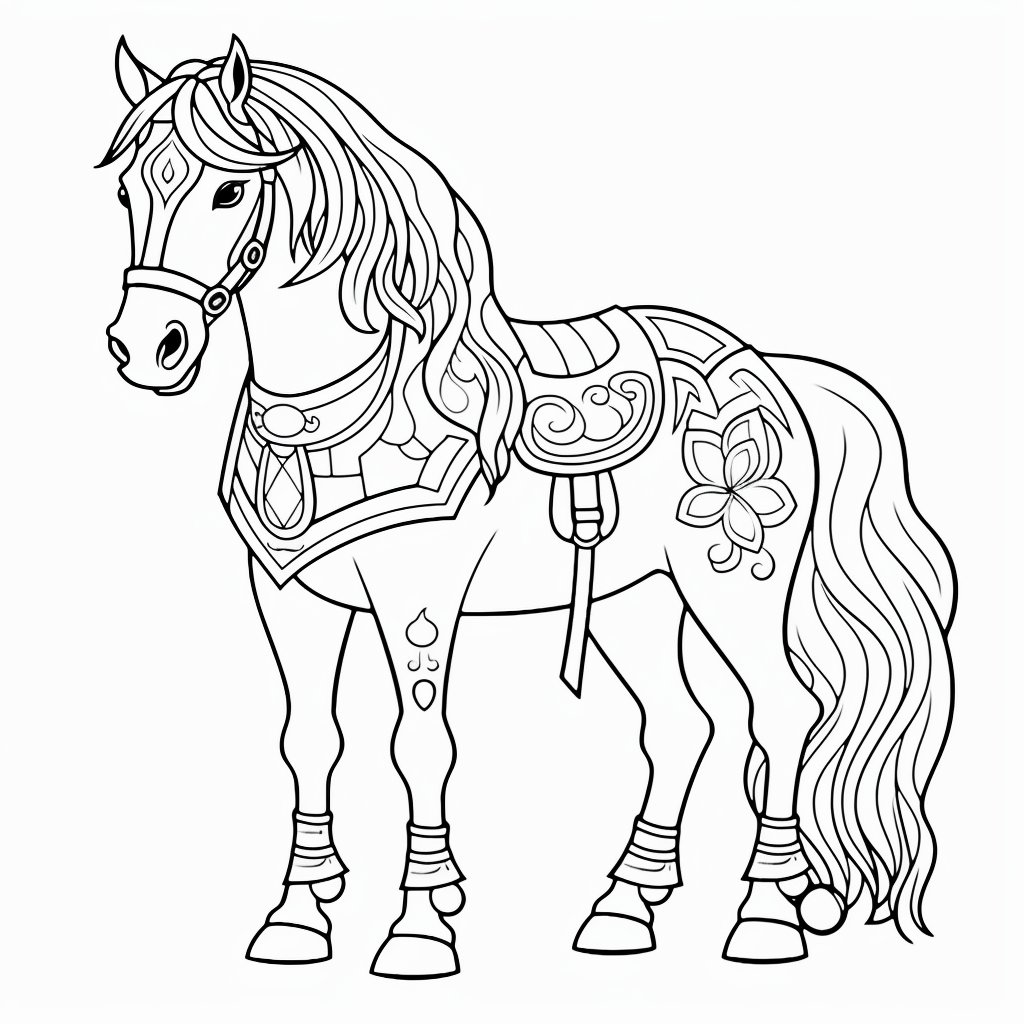 Coloriage de cheval pour enfants 08 de chevaux  imprimer et colorier