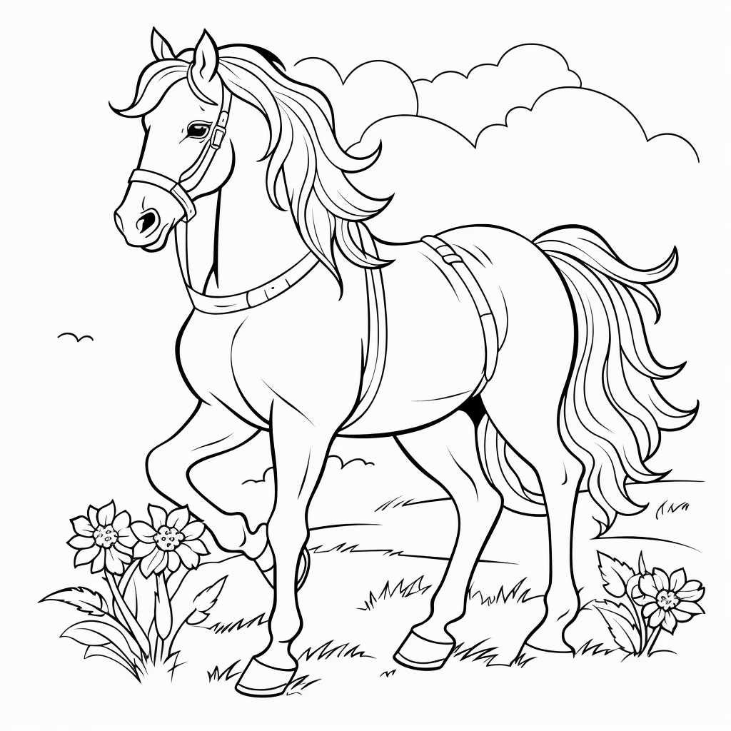 Disegno di cavallo per bambini 09 di cavalli da stampare e colorare