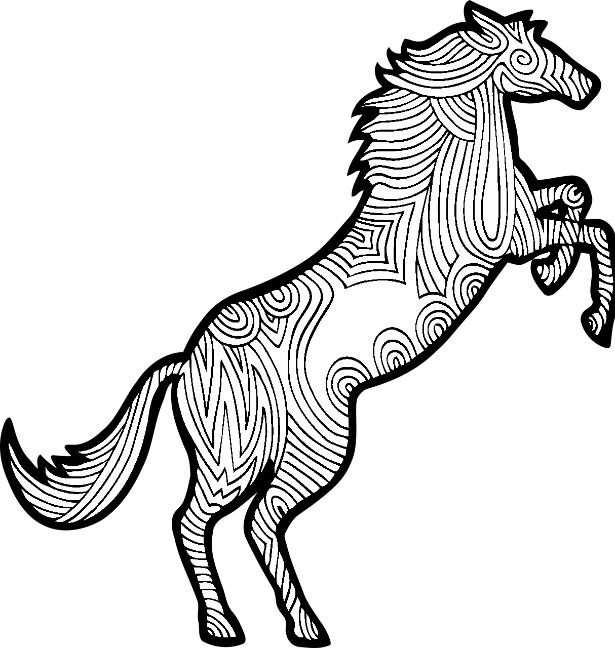 Dibujo de caballo mandala para colorear
