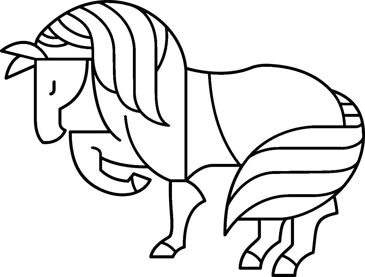 Simple horse coloring page