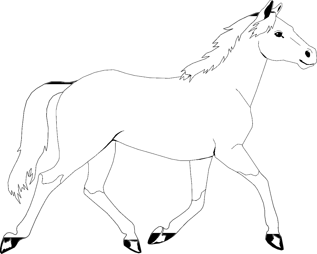 Disegno da colorare di cavallo al trotto