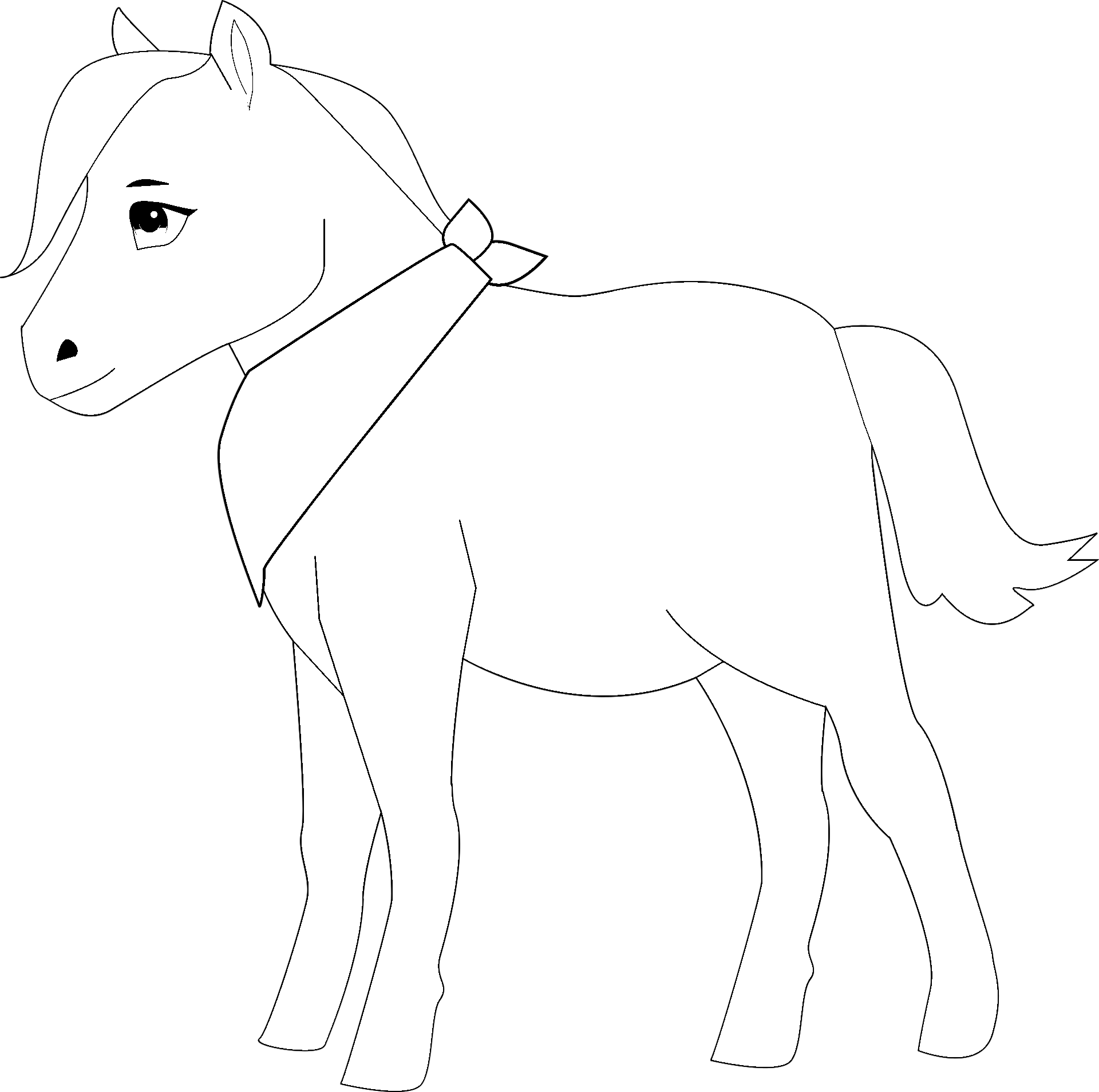 Disegno da colorare di cavallo Pony kawaii  