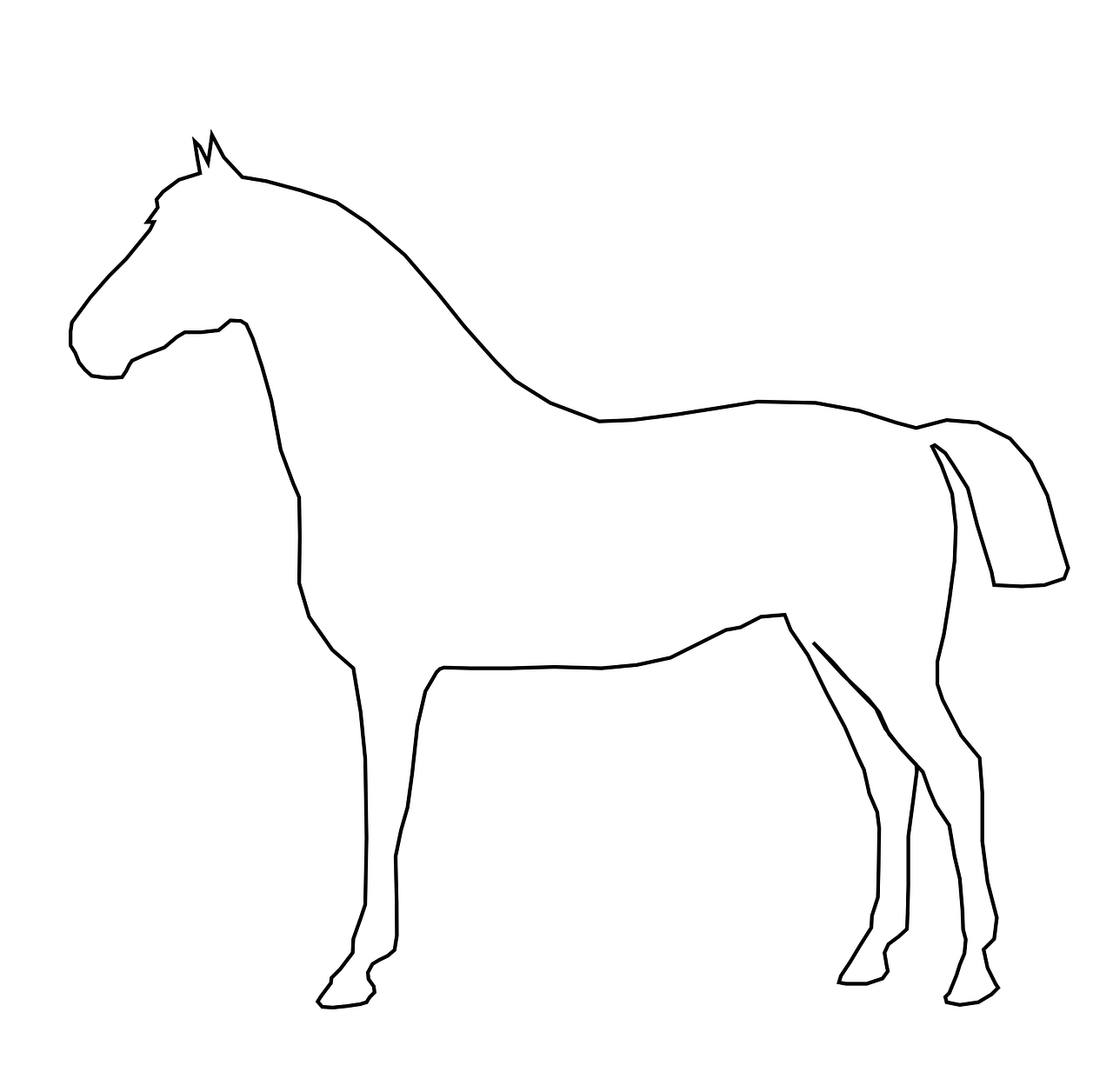 Disegno da colorare di sagoma di cavallo da corsa  
