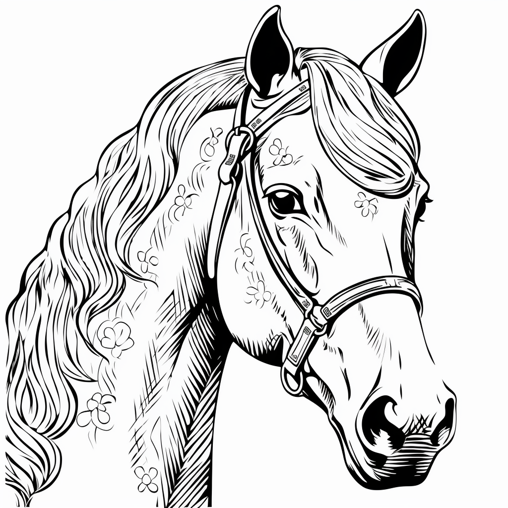Dibujo 01 de Cabeza de caballo para imprimir y colorear