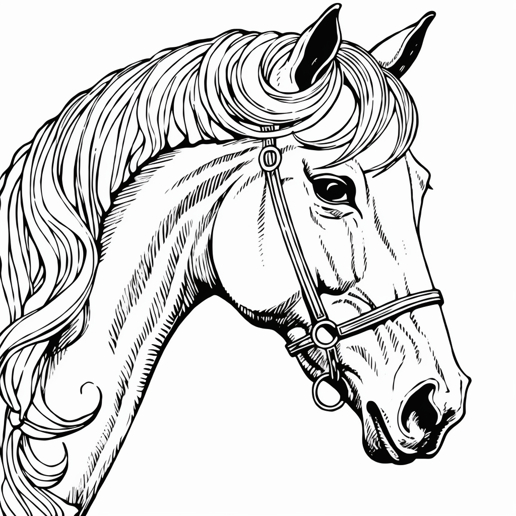 Coloriage 03 de Tte de cheval  imprimer et colorier