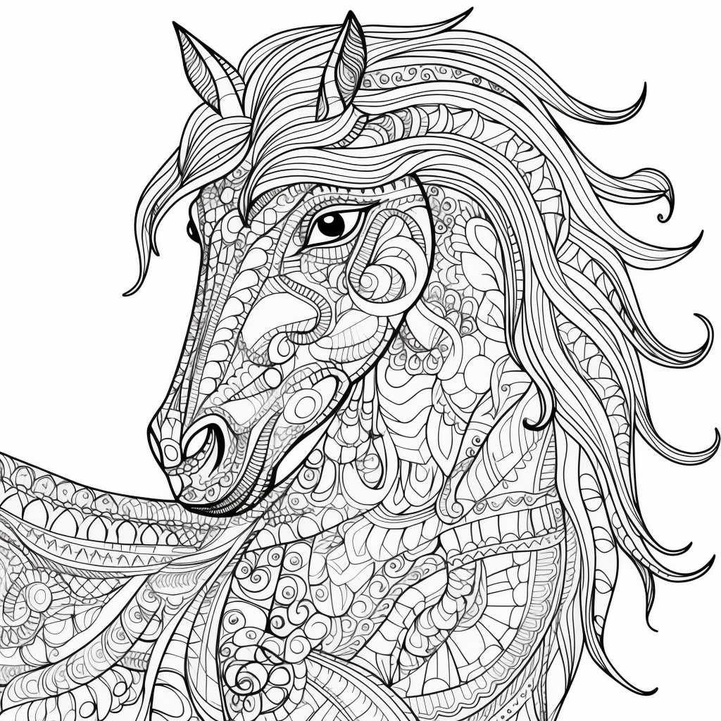 Horse Head 05 Horse Head drawing to print and color