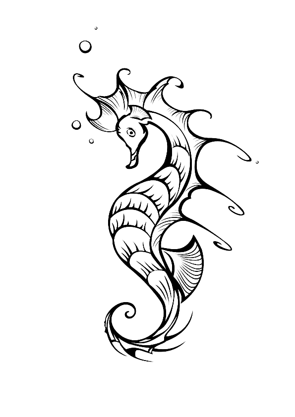 Drawing 1 from Seahorses coloring page to print and coloring