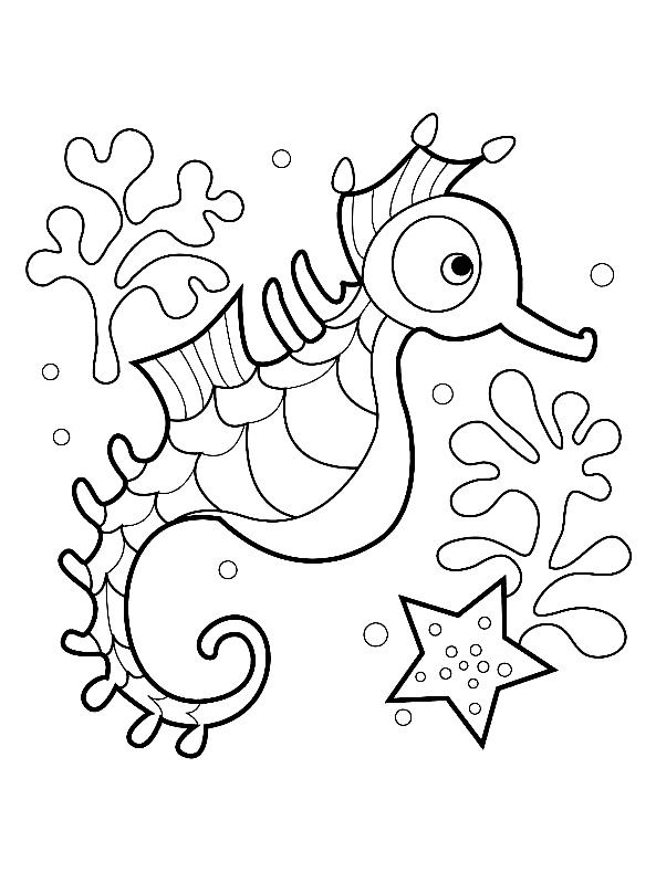 Coloriage 11 de Hippocampes  imprimer et colorier