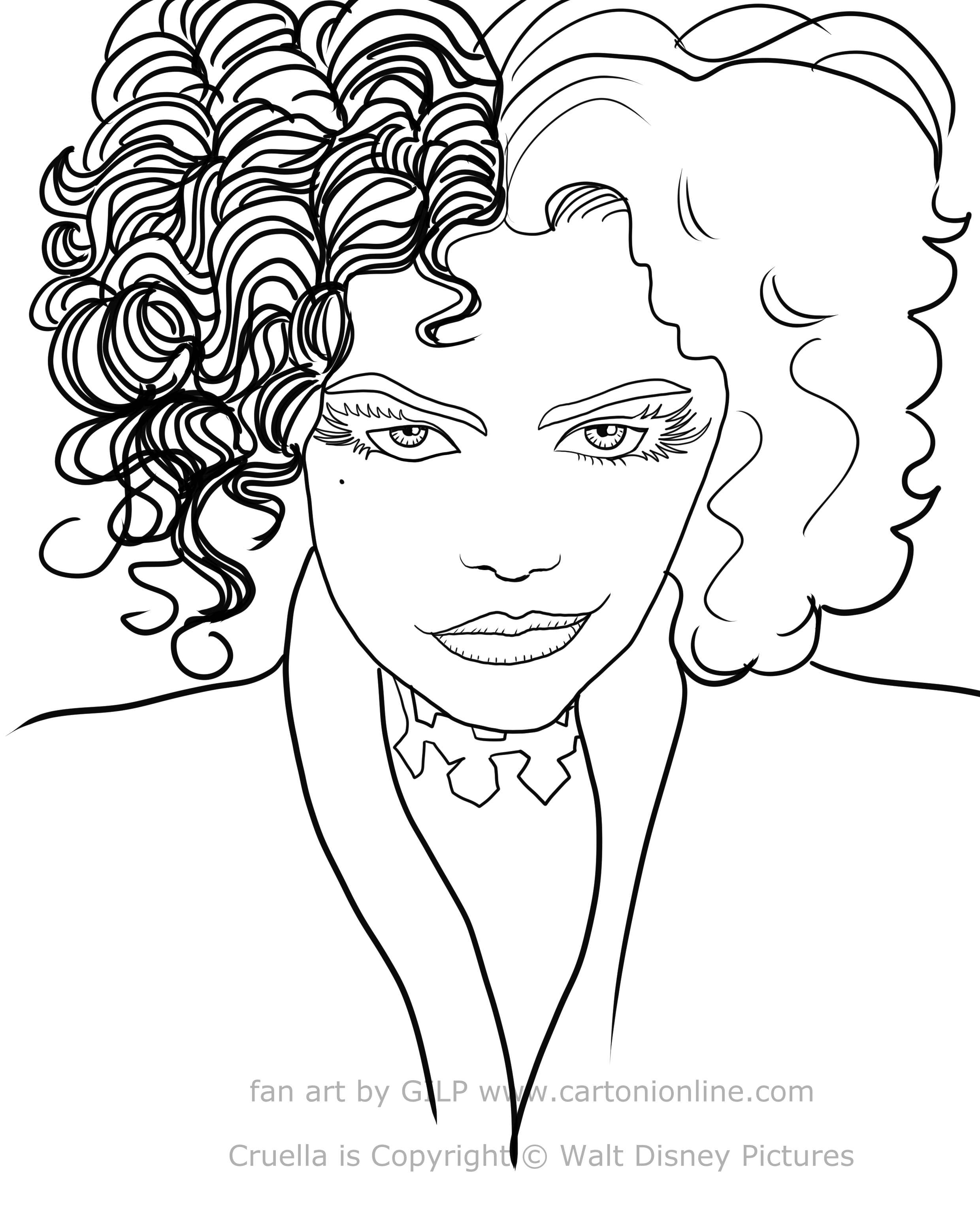 Cruella 01 from Cruella (the movie) coloring page to print and coloring