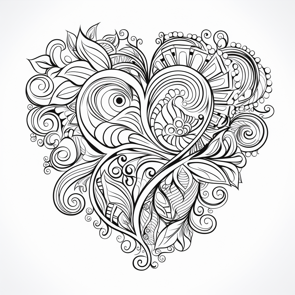 Zeichnung von 04 Herzen zum Ausdrucken und Ausmalen