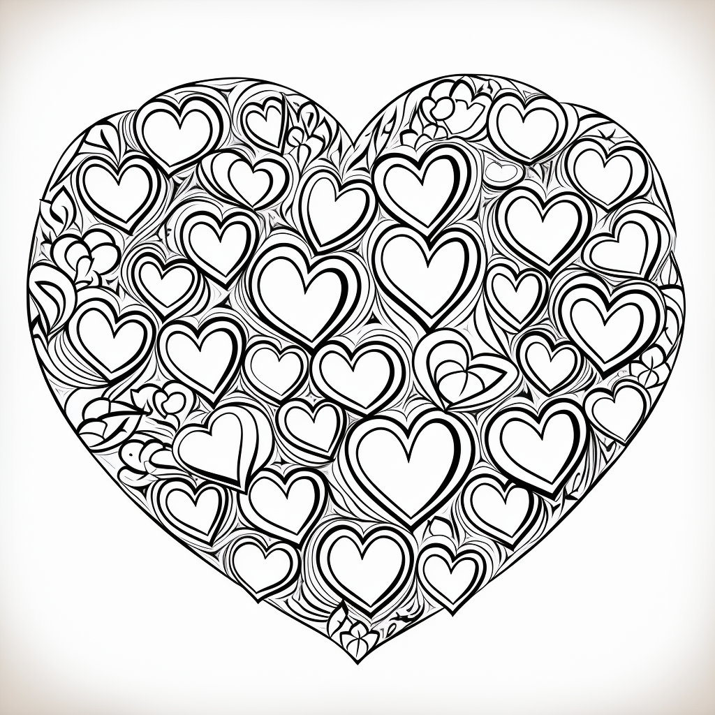 Zeichnung von 19 Herzen zum Ausdrucken und Ausmalen