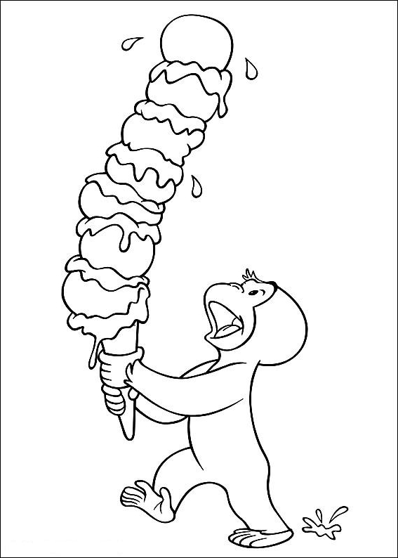 Drawing 19 from Curious George coloring page to print and coloring