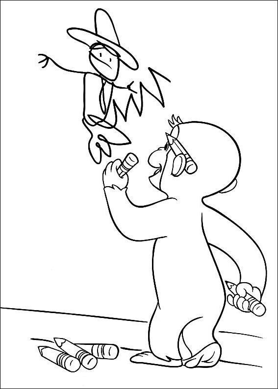Drawing 20 from Curious George coloring page to print and coloring
