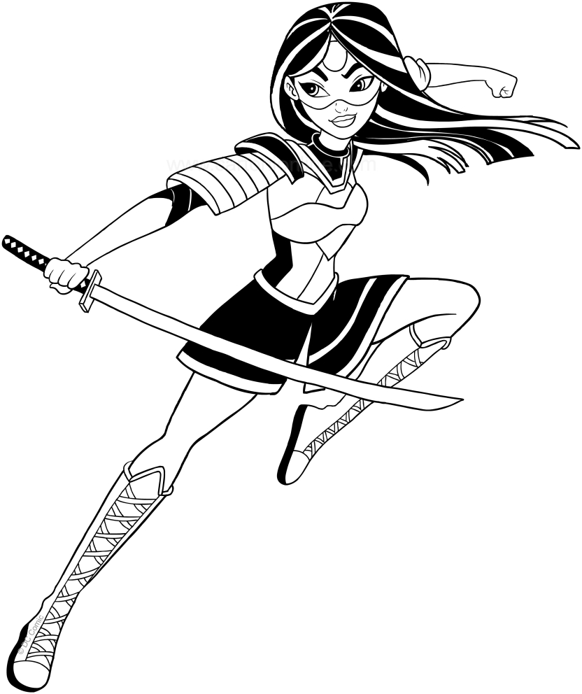 Coloriage de Katana (DC Superhero Girls) pour imprimer et colorier