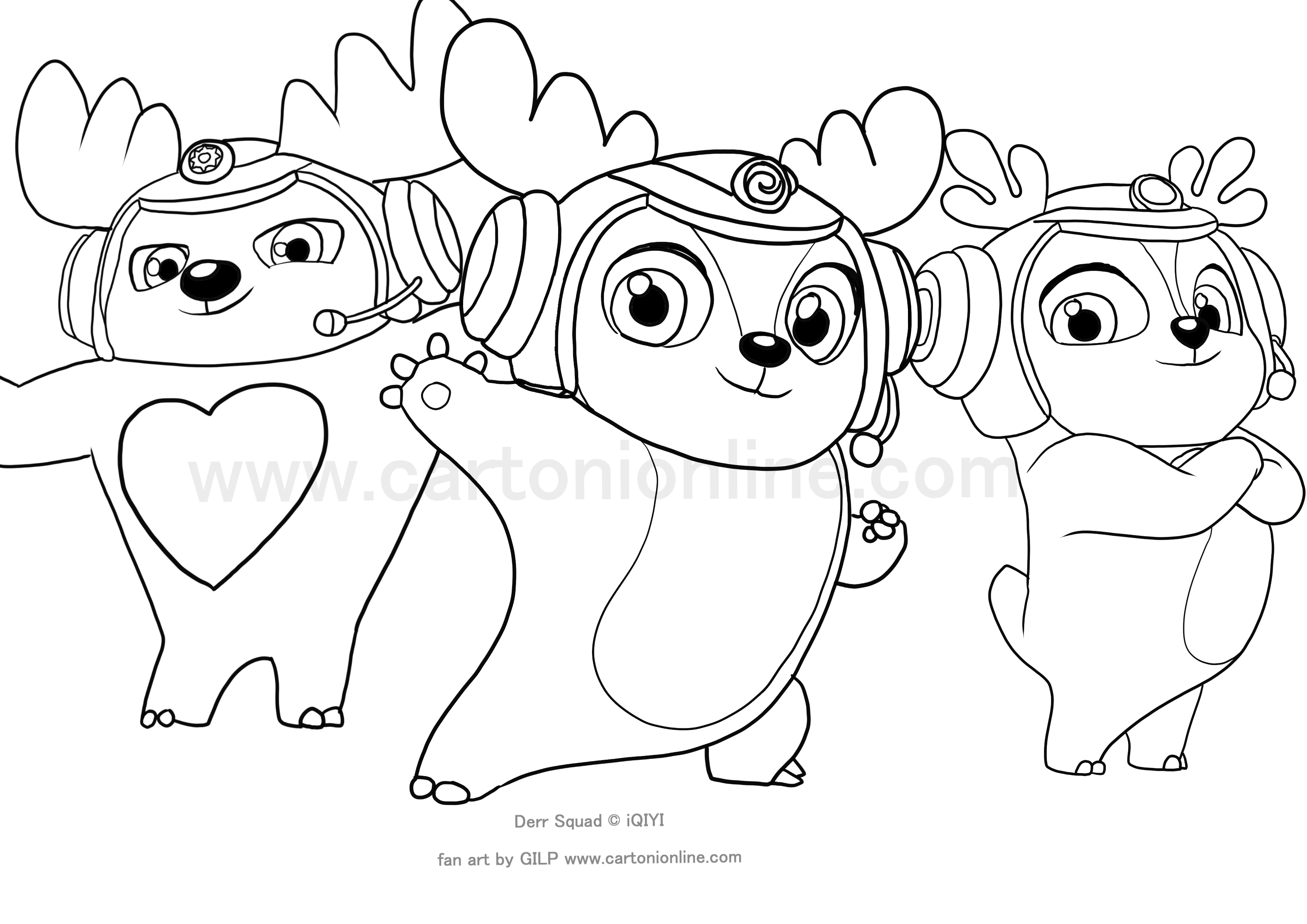 Deer Squad coloring page