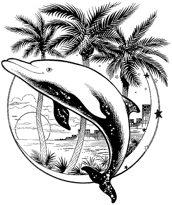 Desenho 5 de golfinhos para imprimir e colorir