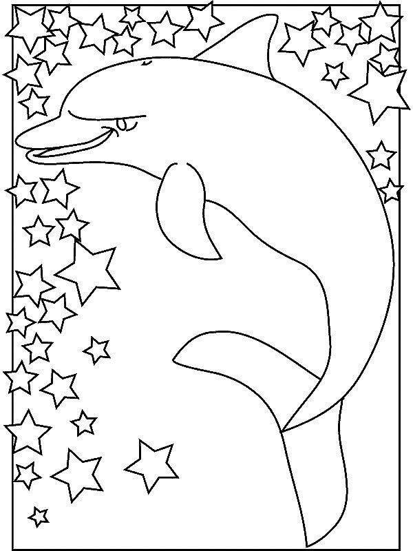 Desenho 8 de golfinhos para imprimir e colorir