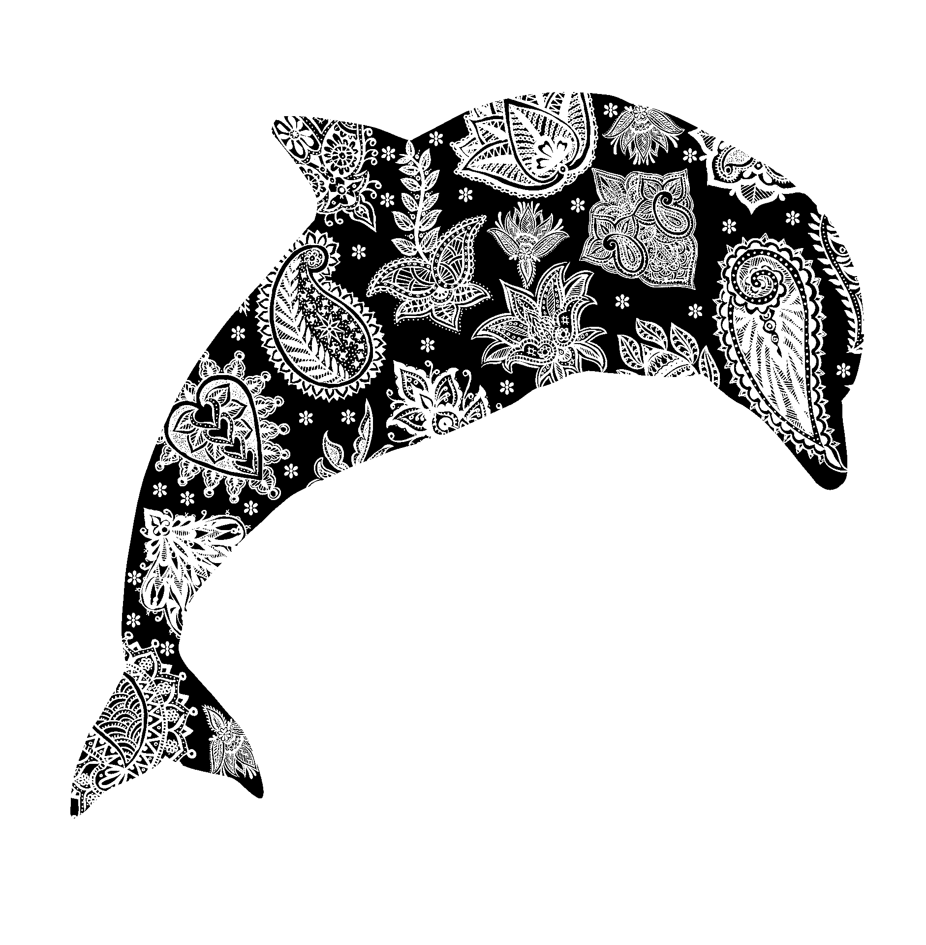 Coloriage mandala de dauphin