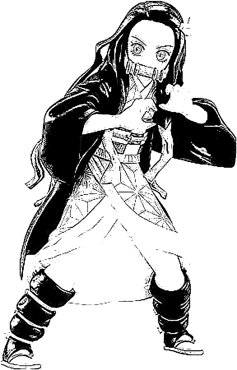 Desenho para colorir em preto e branco de Manga Nezuko Demon Slayer grande  · Creative Fabrica
