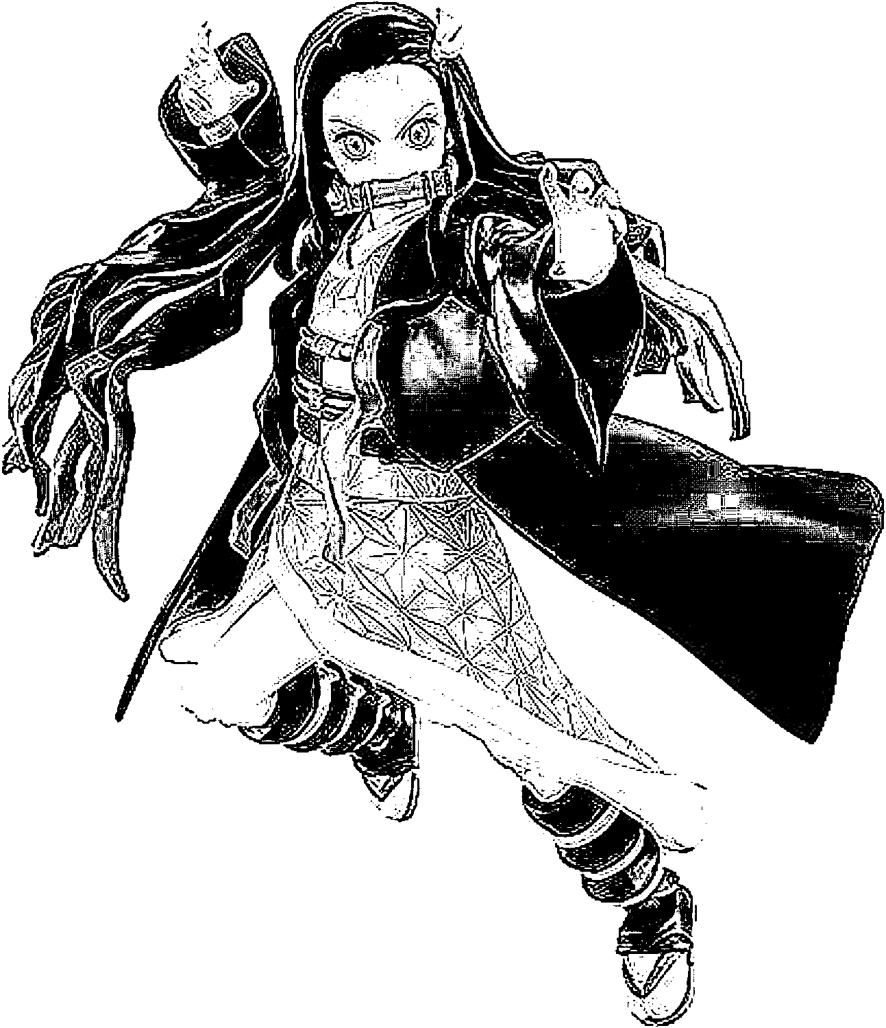 Desenho para colorir em preto e branco de Manga Nezuko Demon Slayer grande  · Creative Fabrica