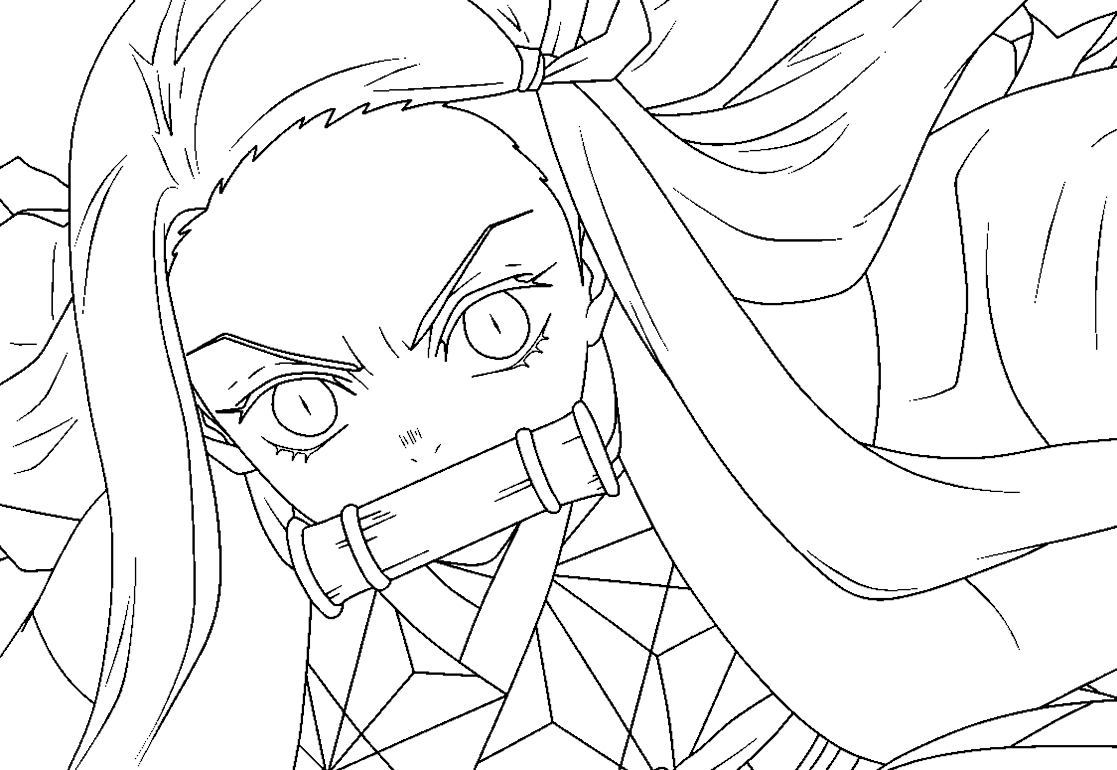 Desenho de Nezuko Kamado 20 de Demon Slayer para imprimir e colorir