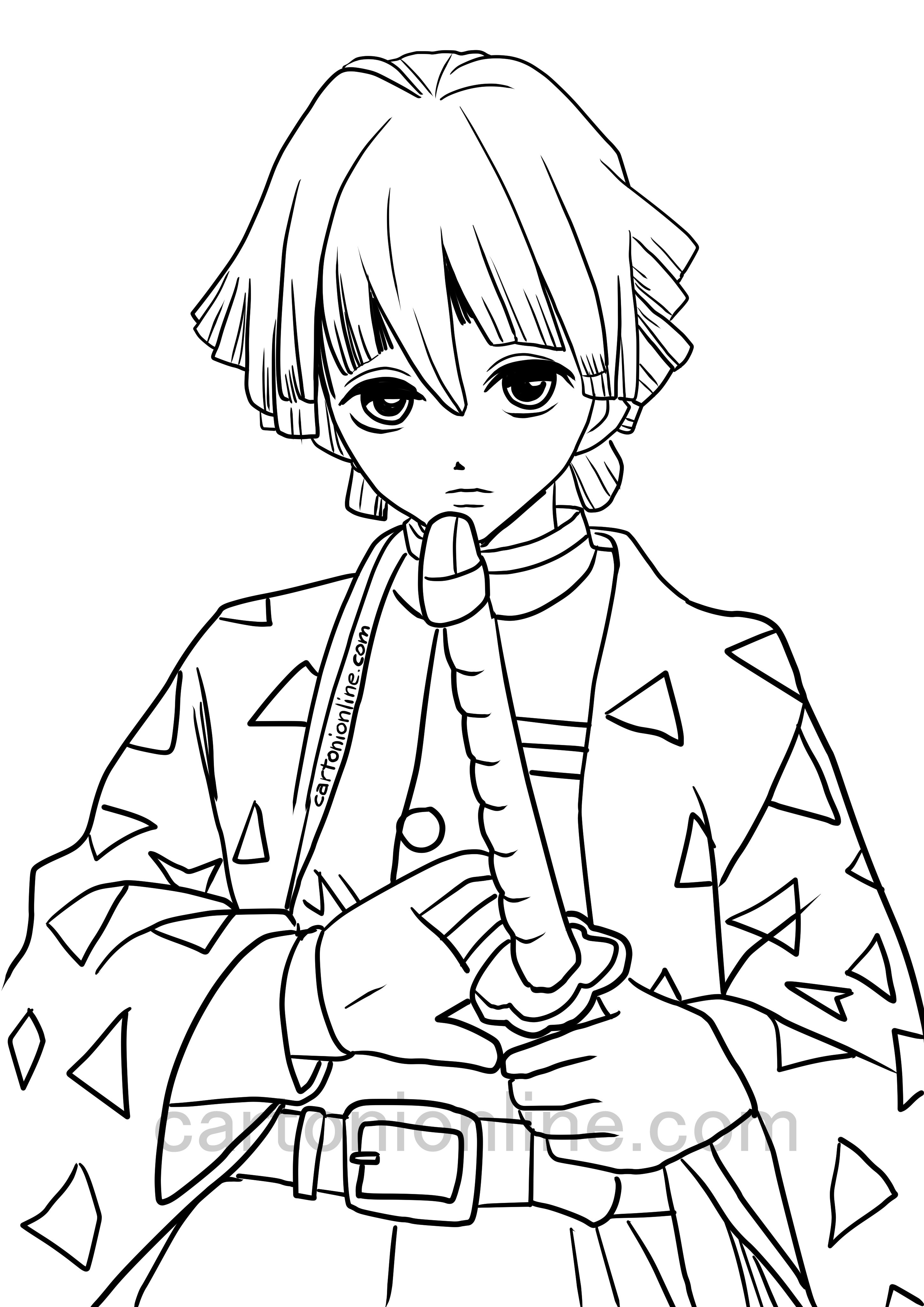 Zenitsu Agatsuma from Demon Slayer coloring page to print and coloring