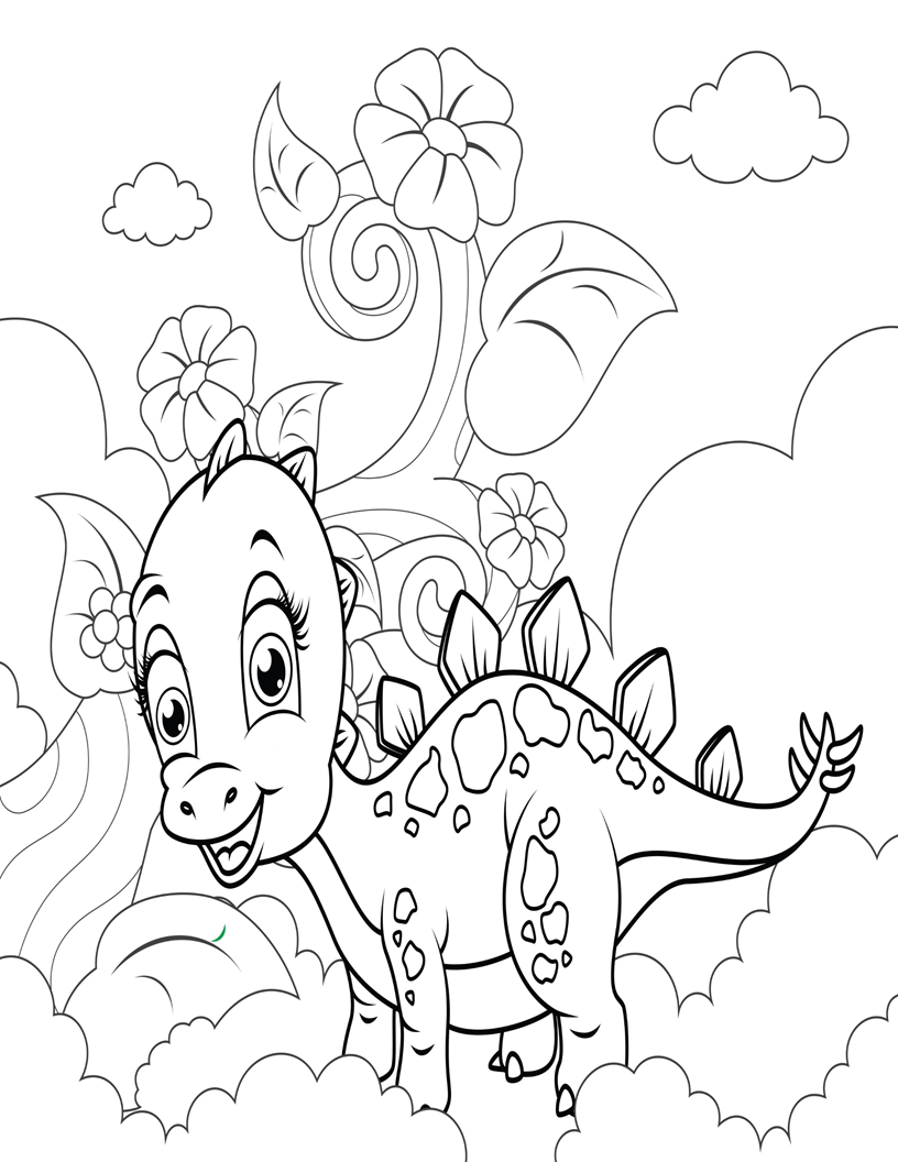 Dinosaur coloring page for kids
