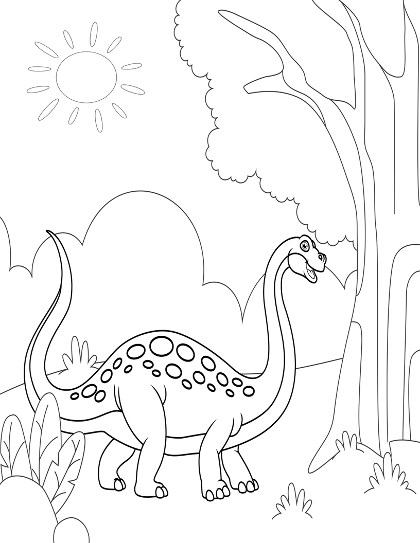 Pagina de colorat dinozaur pentru copii
