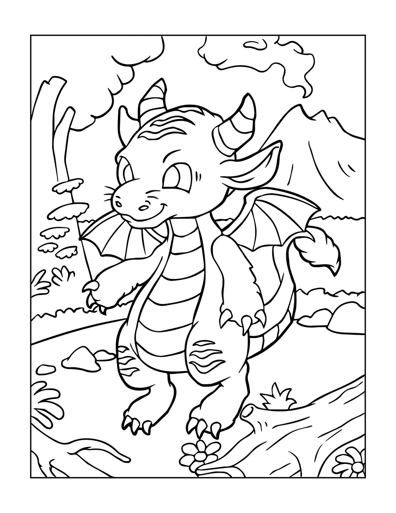 Dinosaur coloring page for kids