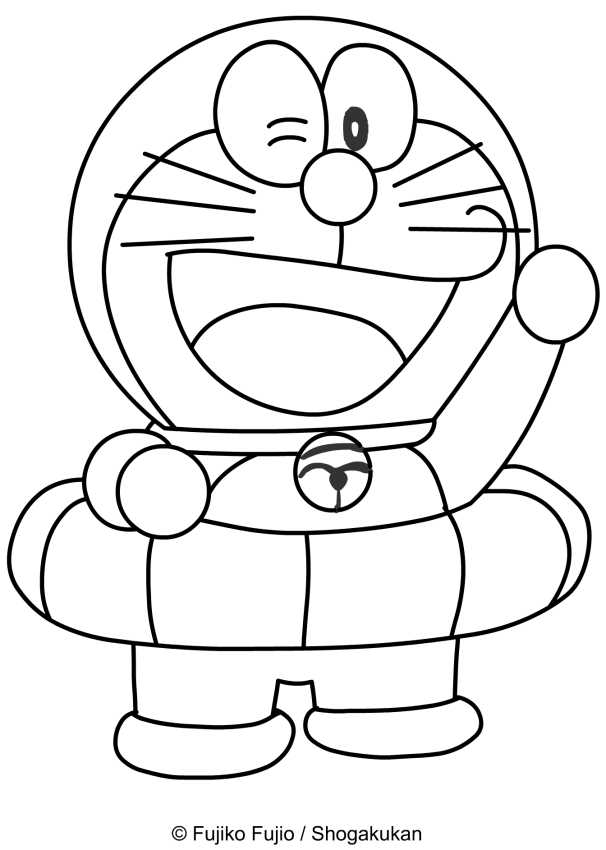 Dibujo de Doraemon con el salvavidas para imprimir y colorear