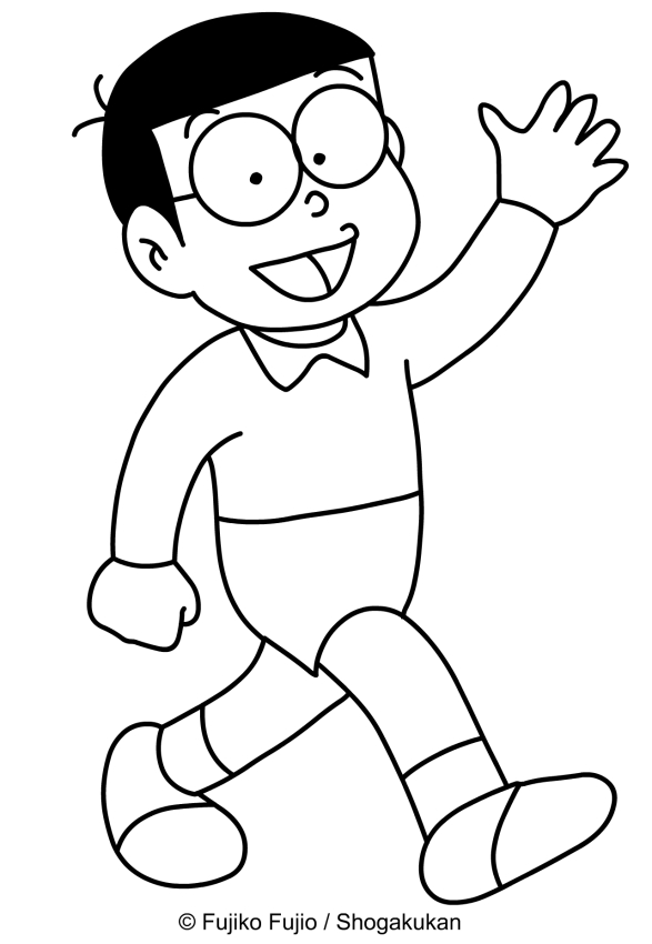 Disegno di Nobita che cammina da stampare e colorare 