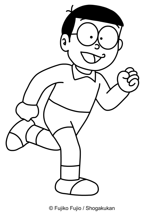 Disegno di Nobita che corre da stampare e colorare 