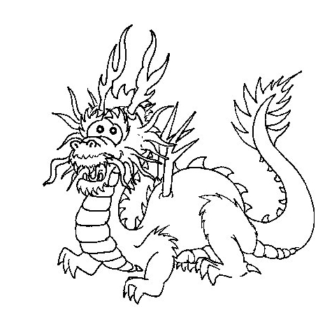 Dessin 1 de dragons à imprimer et colorier