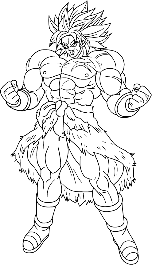 Coloriage de Broly Super Saiyan de Dragon Ball Super à imprimer et colorier