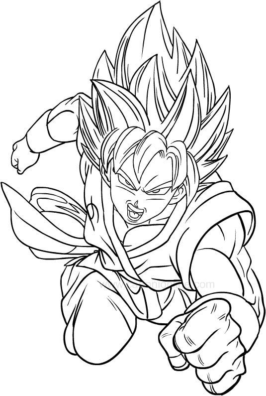 Dibujo de Goku Super Saiyan de Dragon Ball Super para imprimir y colorear