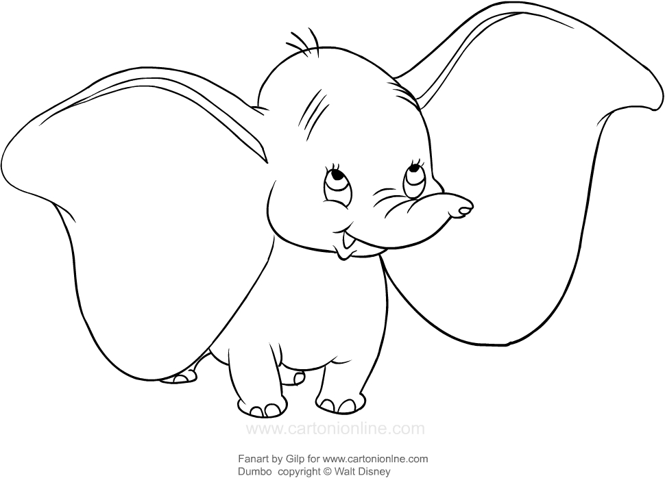 Disegno di Dumbo felice da  stampare e colorare