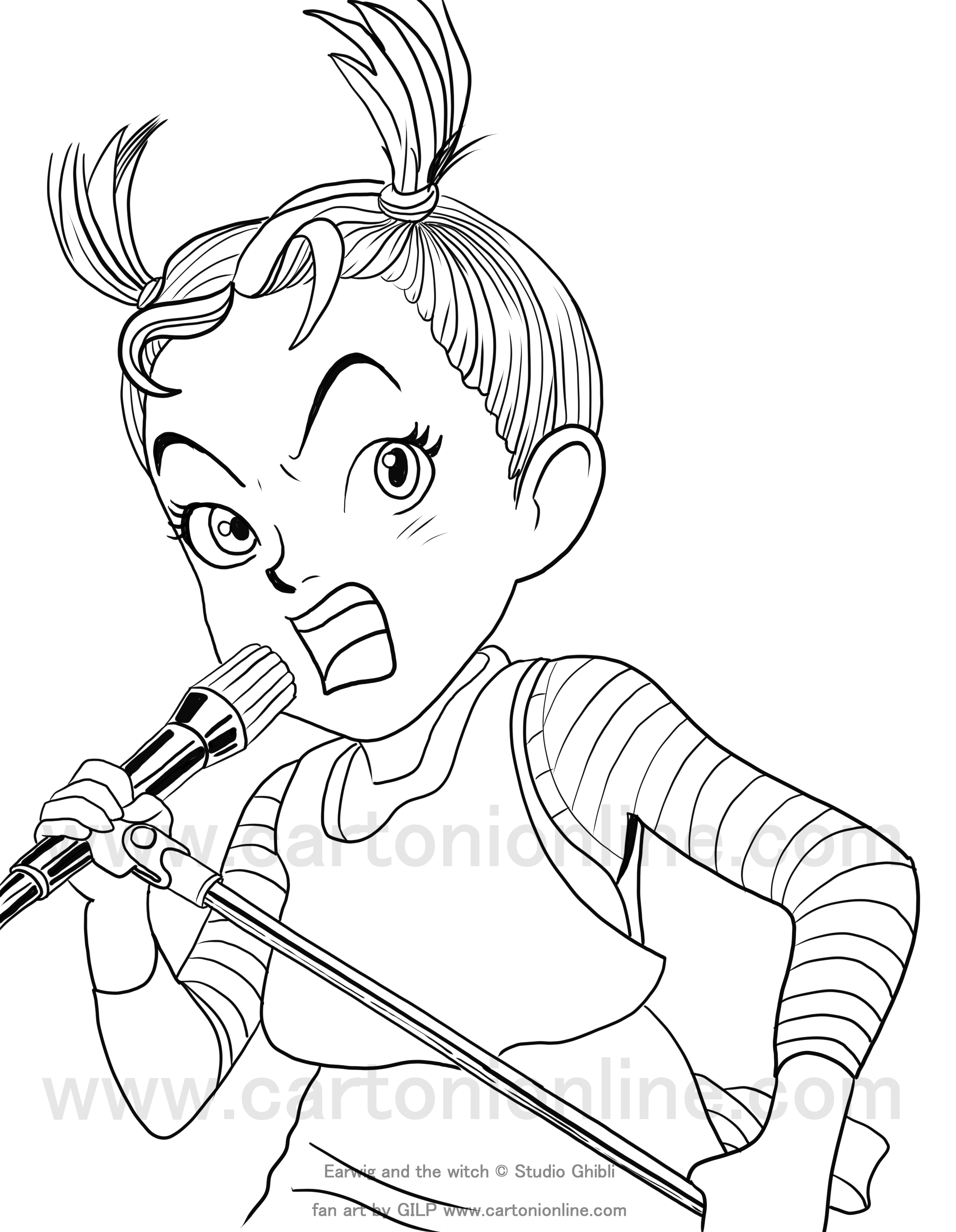 Earwig from Earwig and the witch coloring page to print and coloring