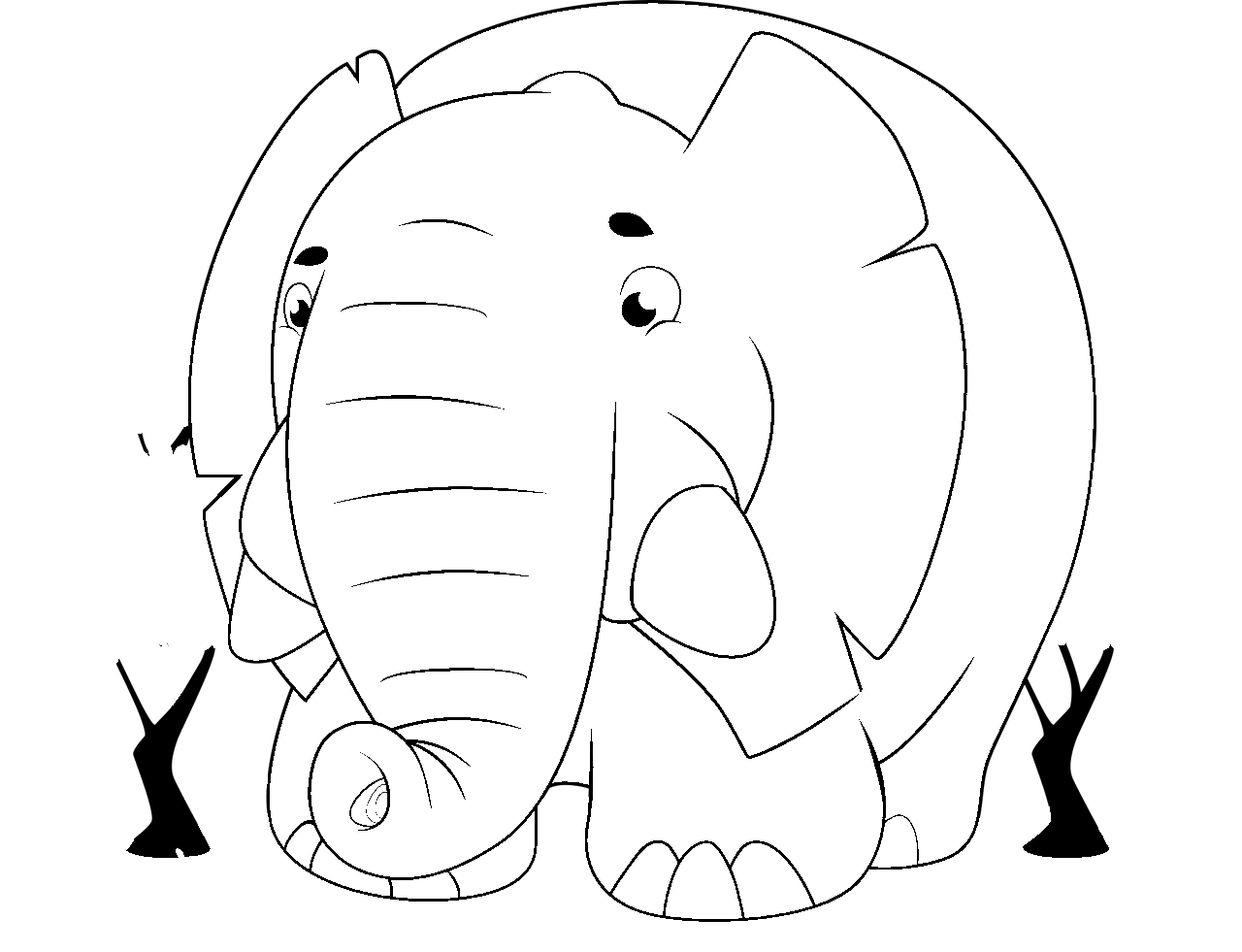 Disegno da colorare di elefante stile cartone animato per bambini