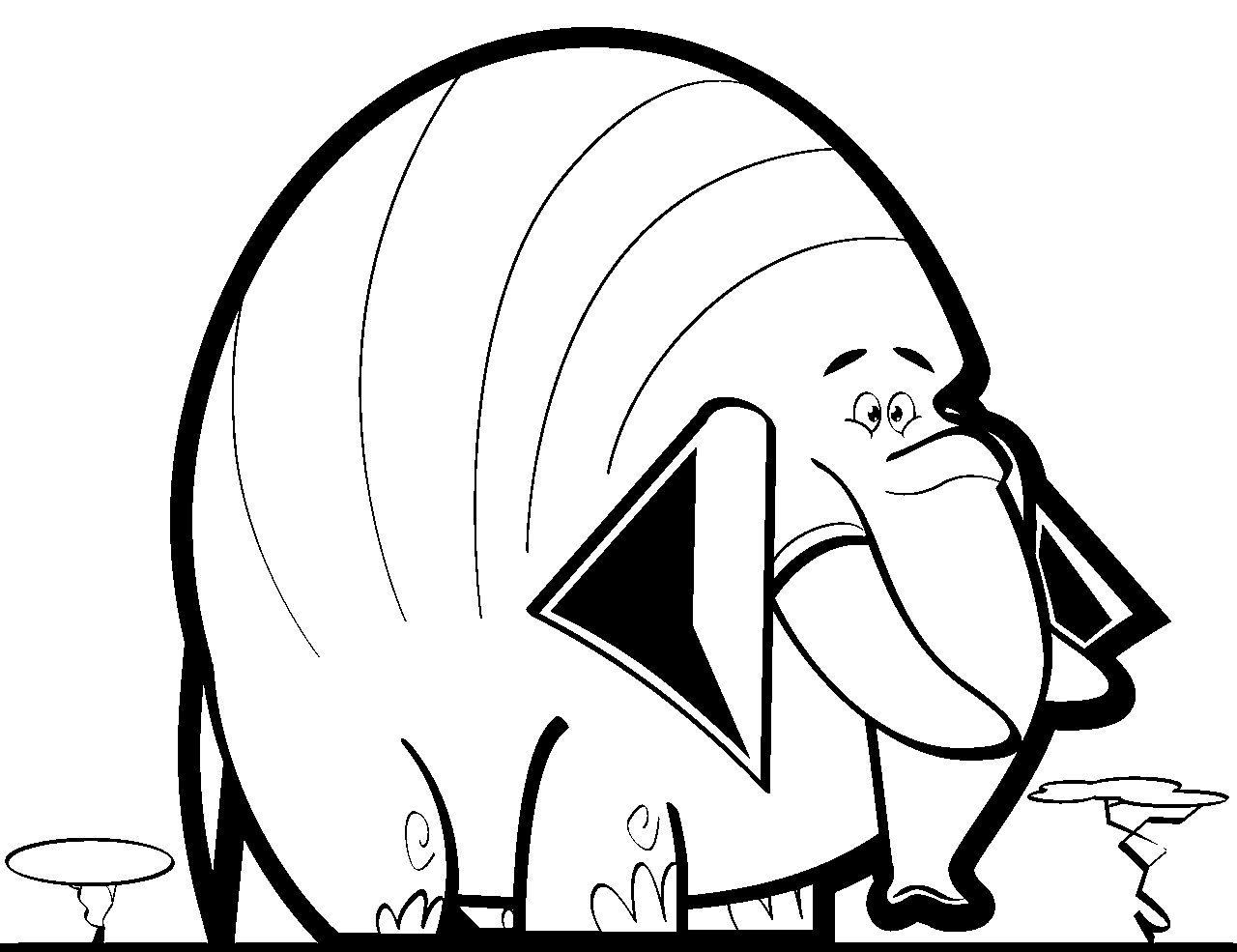 Página para colorear de elefante divertido estilo de dibujos animados